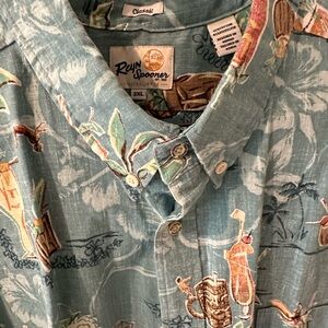 Reyn Spooner Teal Tropical Print Shirt